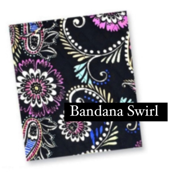 VERA BRADLEY Bandana Swirls Blush & Brush Cosmetic Case Black Pink Blue Travel - Picture 11 of 11